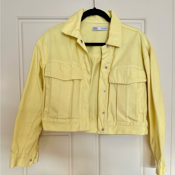 π¦π’ππ | Zara Cropped Denim Jacket Washed Yellow Size S - Picture 4 of 5